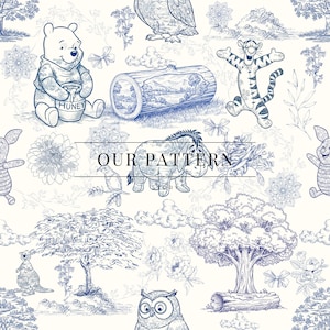 Toile Bear Seamless Pattern: Digital Fabric Design (Digital Download)
