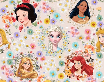 Floral Princess Seamless Pattern: Magical Girls Fabric Design (Digital Download)