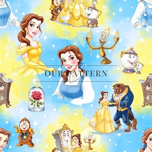 Princess seamless patternb, beast design, sublimation design