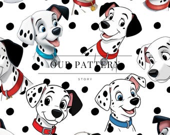 Dalmation Dogs Seamless Pattern: Happy Puppy Print (Digital Download