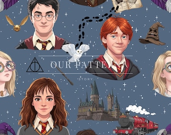 Wizard School Seamless Pattern: Magical Friends Design (Digital Download