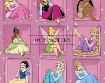 Boxed princesses seamless pattern