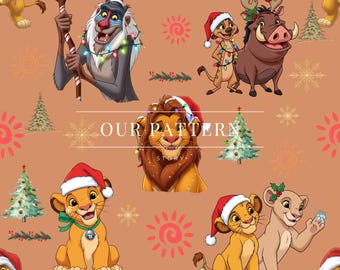 Magical Lion Seamless Pattern: Christmas Theme (Digital Download)