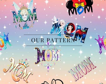 Mothers day princesses seamless pattern