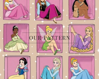 Princesses boxes seamless pattern