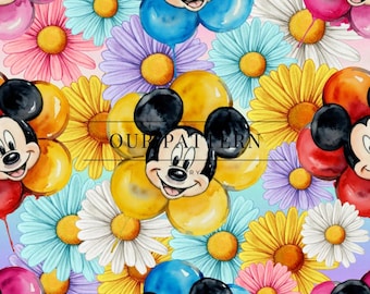 Magical floral mouse seamless pattern