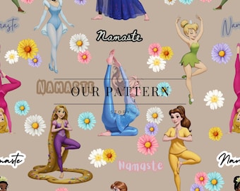 Namaste princesses seamless pattern