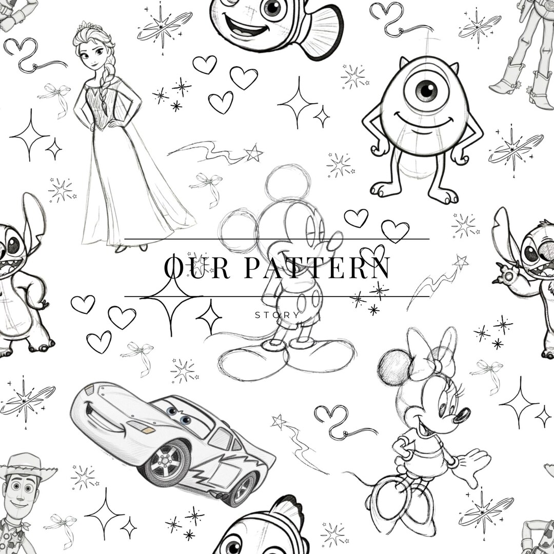 Sketched Characters Seamless Pattern - Etsy
