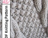 PDF KNITTING PATTERN, Cable knit blanket pattern, Blackberry Cables throw afghan blanket