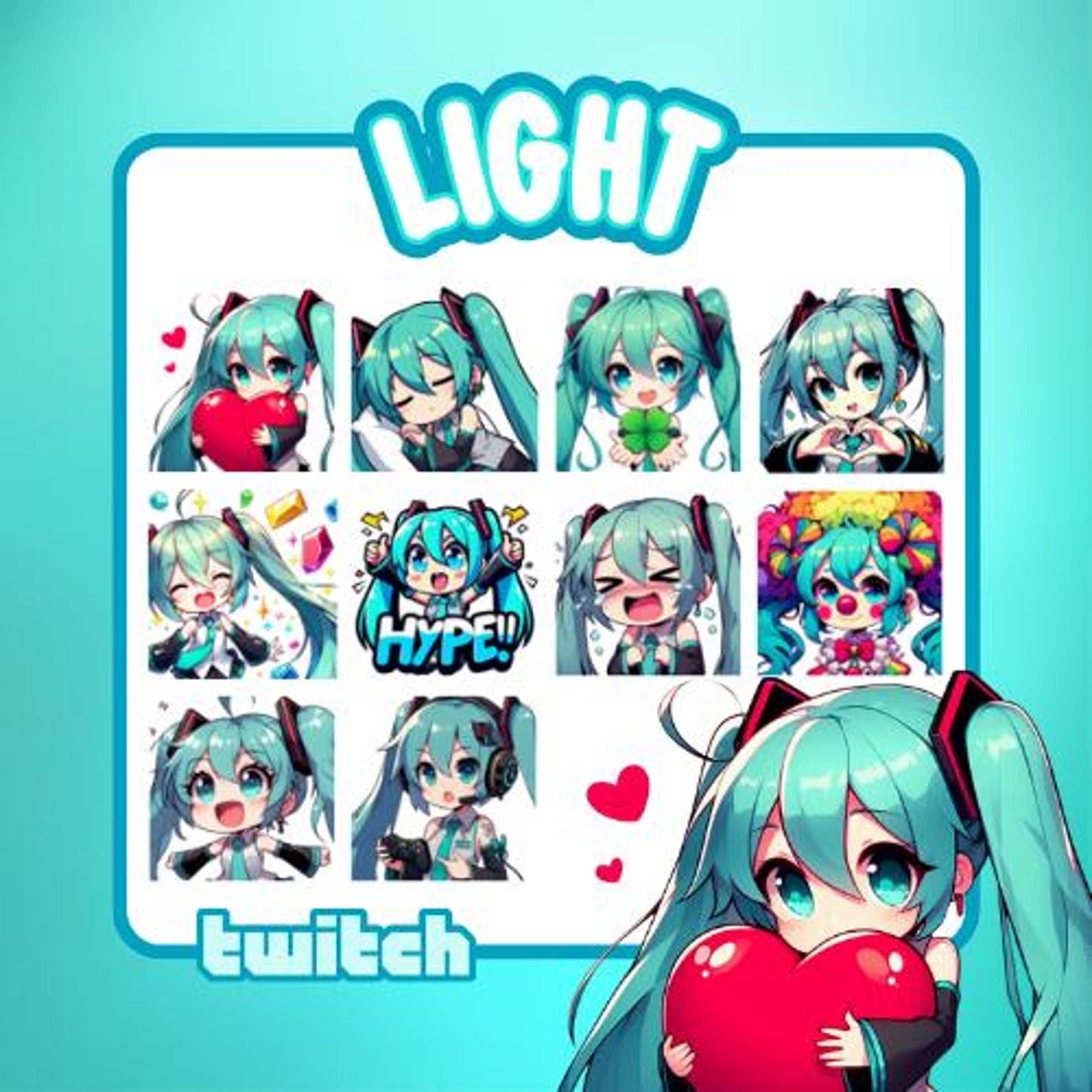 Hatsune Miku Twitch Emotes | Anime Girl Designs (digital Download) - Etsy