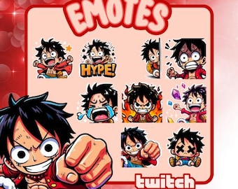 Luffy One Piece Twitch Emotes | Anime Streamer Pack (Digital Download)
