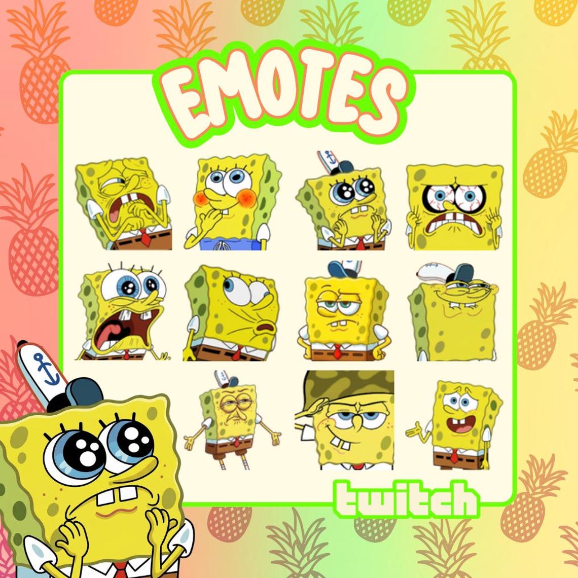 Twitch Emotes | 11 Spongebob Streamer Emotes! (digital Download) - Etsy