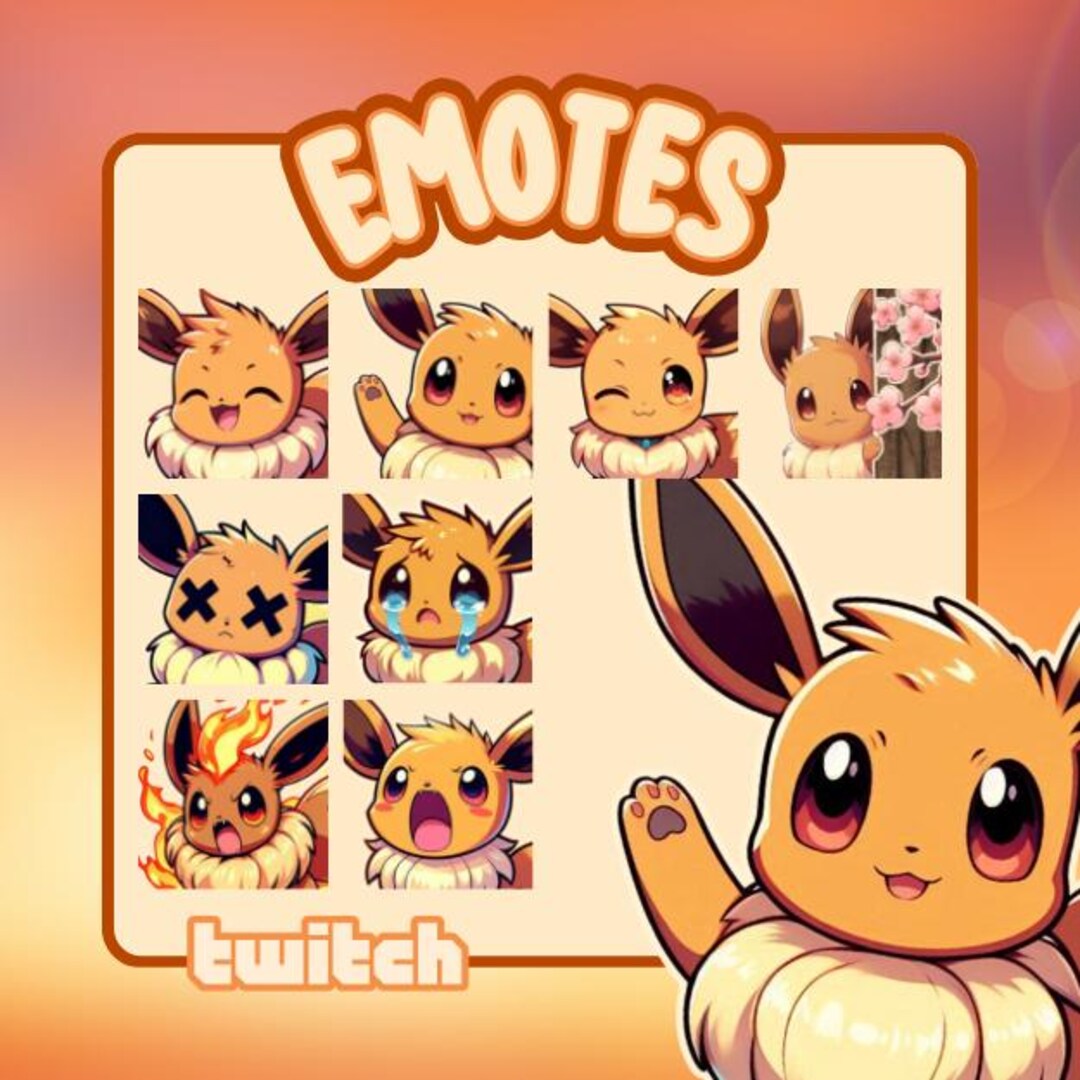 Eevee Pokémon Twitch Emotes | Cute Streamer Emotes (digital Download ...