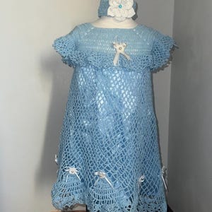 Girls Crochet Dress with Matching Headband