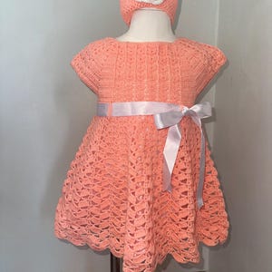 Baby Crochet Dress with Matching Headband