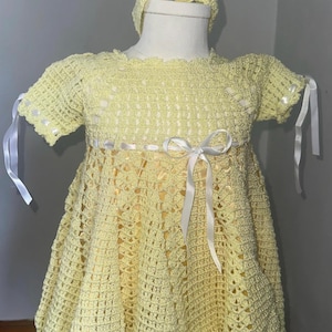 Baby Crochet Dress with Matching Headband