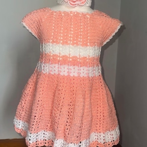 Girls Crochet Dress with Matching Headband