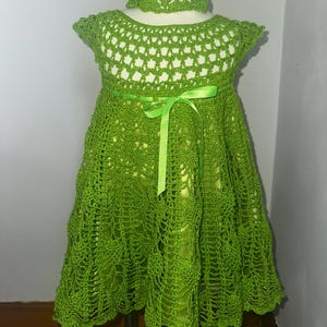 Girls Crochet Dress with Matching Headband