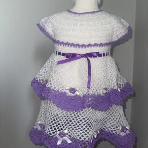 Girls Crochet Dress with Matching Headband