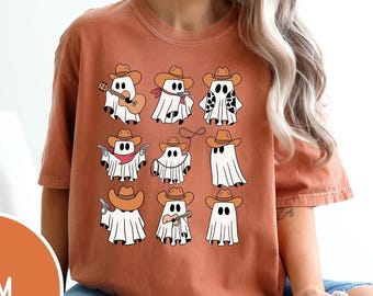 Comfort Colors Cowboy Ghost Shirt, Cute Spooky Cowboy Shirt, Cute Ghost Shirt, Country Halloween Tee,Halloween Gift, Western Halloween Shirt