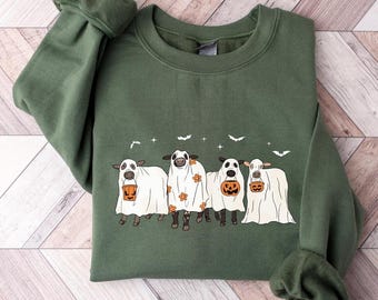 Ghost Cows Sweatshirt,Ghost Sweatshirt,Cow Lover Gift,Funny Halloween Cow Sweatshirt,Halloween Gift,Halloween Sweatshirt,Halloween Shirt