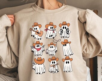 Cowboy Ghost Sweatshirt, Cute Spooky Cowboy Shirt, Cute Ghost Shirt, Country Halloween Tee, Halloween Gift, Western Halloween Sweatshirt