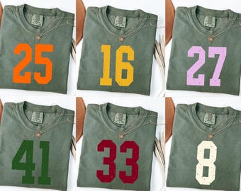 Comfort Colors Custom Number Shirt,College Football Shirt,Football Number Shirt,Pullover Y2k Tee, Custom Mascot Tee,School Team Number Shirt