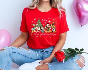 Vintage It's The Most Wonderful Time of The Year Disney Christmas Shirt,Cartoon Mickey and Friends Christmas Party 2025,Mickey & Friends WDW