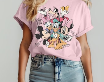 Retro Mickey and Friends Signatures Shirt, Magical Shirt, Disney Characters Shirt, Mickey & Co Gift, Disney Shirt, Disney Mouse Head Shirt