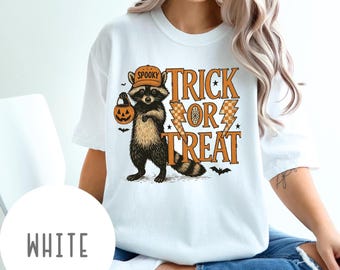 Comfort Colors Trick Or Treat Raccoon Shirt,Trash Raccoon Trick Or Treat Shirt,Raccoon Halloween Tee,Raccoon Meme Shirt,Meme Halloween Shirt