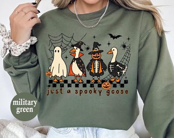 Just a Spooky Goose Halloween Sweatshirt,Spooky Goose Shirt, Goose Lover Shirt,Ghost Goose Shirt, Funny Goose Shirt,Goose in Halloween Shirt