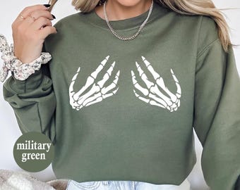Skeleton Hand Sweatshirt, Skeleton Halloween Shirt, Hand Bra Sweatshirt,Funny Halloween Shirt, Halloween Party Shirt,Funny Halloween Gift
