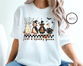 Comfort Colors Just a Spooky Goose Halloween Shirt,Goose in Halloween Shirt,Spooky Tee,Ghost Goose Shirt,Funny Goose Shirt,Goose Lover Shirt