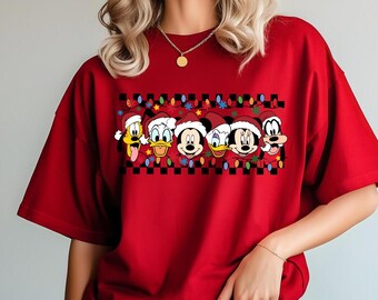 Comfort Colors Christmas Lights Disney Shirt,Mickey & Co Christmas Lights Shirt,Disney Christmas Family Tee,Mickey And Friends Christmas Tee