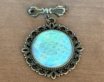 Iridescent Snake Shed Brooch, Gothic Reptile Jewelry, Cruelty-Free