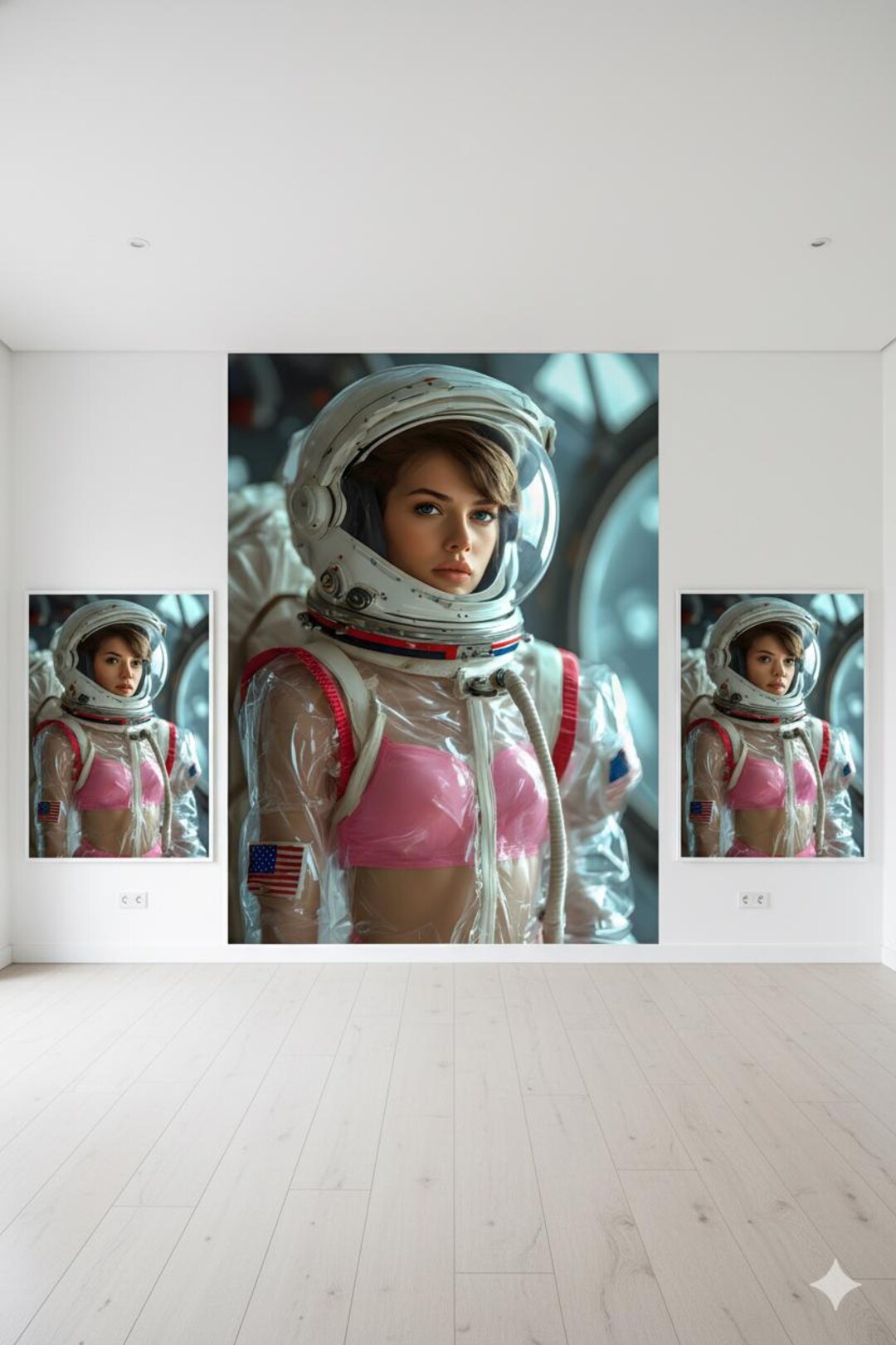 Astronaut Pinup Sci-fi Space Suit Art | 16K Ultra HD Canvas Print ...