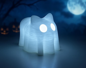 Friendly Ghost Cat/kitten Night Light: Halloween Jack-O-Lantern Style LED Lamp
