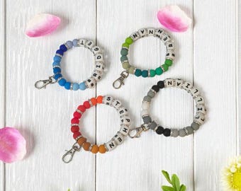 Personalized Silicone Bead Wristlet Keychain: Custom Name Gift