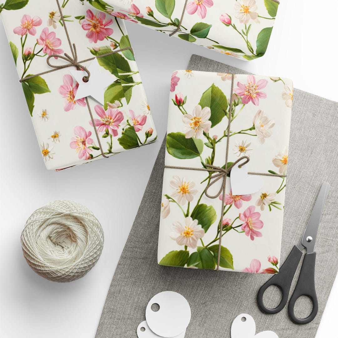 Vintage Floral Gift Wrapping Paper Eco - Friendly Gift Wrap for Holiday ...