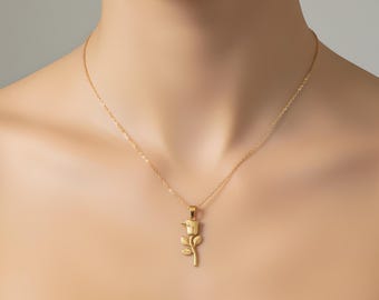 Collier à breloques florales en or rose, bijoux à pendentif fleur, cadeau de la Saint-Valentin pour elle