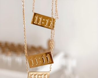 11:11 Angel Number Pendant Necklace, Dainty Waterproof  Spiritual Jewelry