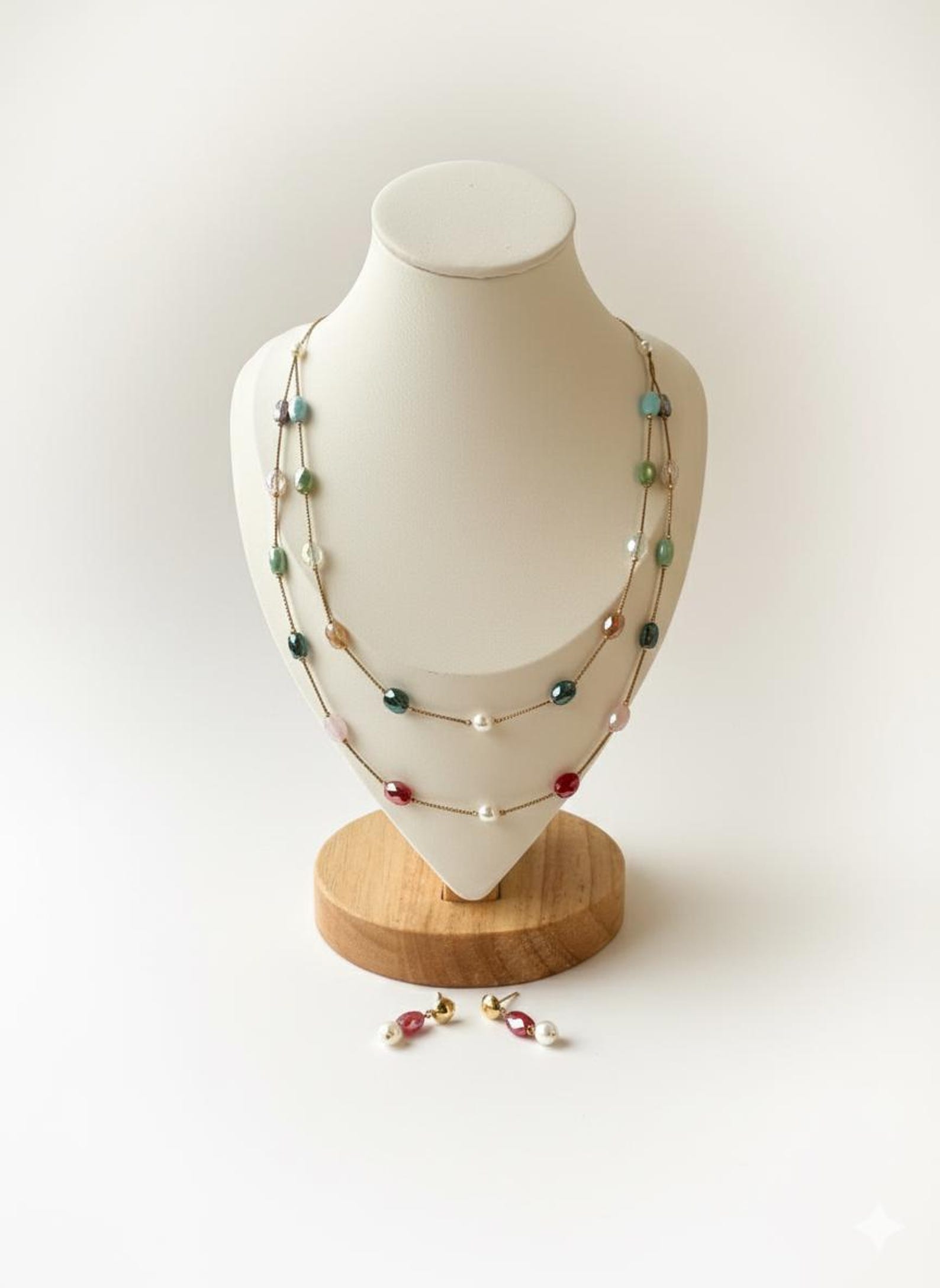 Latest Multicolor Antique Necklace Set with Pearl Drops