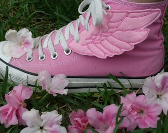 Stocking StufferShimmering Metallic Pink Embroidered Percy Jackson Inspired Shoe Wings