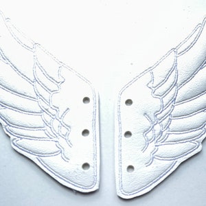 White Faux leather wings stitched with white thread,Percy Jackson Inspired Shoe Wings, shoe accessory, shoe wings