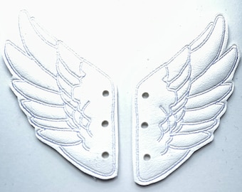 White Faux leather wings stitched with white thread,Percy Jackson Inspired Shoe Wings, shoe accessory, shoe wings