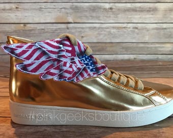 Red white and blue, American flag Percy Jackson Inspired Shoe Wings