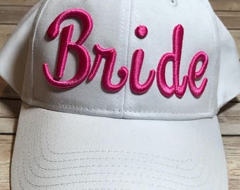 Bride hat, bachelorette party hat, 3d embroidery, raised embroidery,engagement hat, engagement party hat,veil added