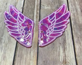 Iridescent stitched wings, Pink color changing wings,Percy Jackson Hermes Inspired Shoe Wings, shoe accessory, shoe wing, shoe jewelry,  com