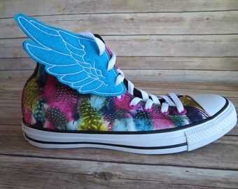 Blue  White Percy Jackson Hermes Inspired Lace Up Shoe Wings, shoe accessory, shoe wing, shoe jewelry comic con