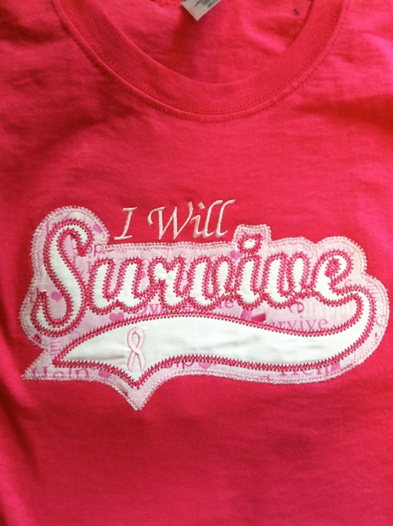 I Will Survive Breast Cancer applique shirt | Etsy